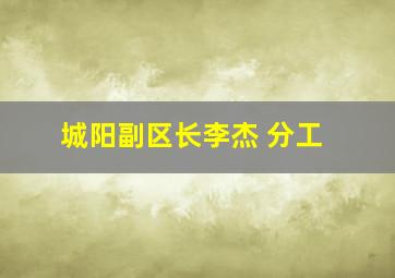 城阳副区长李杰 分工